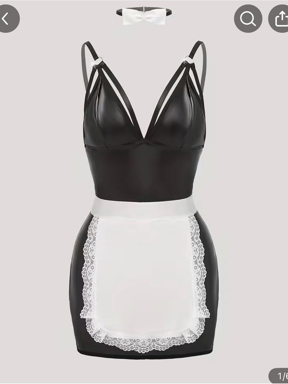 Leather finish sexy maid outfit
